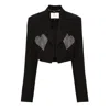 Nissa Women's Black Crystal-embellished Blazer Cropped In Black