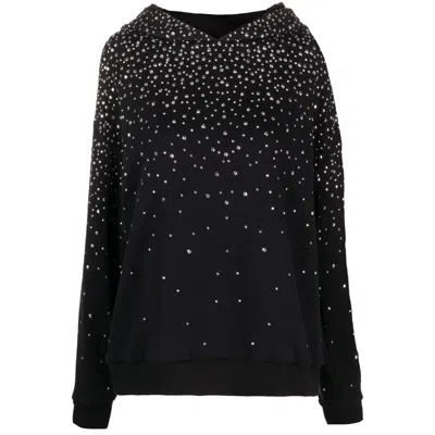 Nissa Women's Black Crystal-embellished Cotton Hoodie