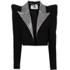 NISSA WOMEN'S BLACK CRYSTAL-EMBELLISHED CROPPED BLAZER