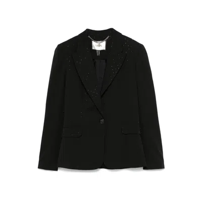 Nissa Women's Black Crystal-embellished Fitted Blazer