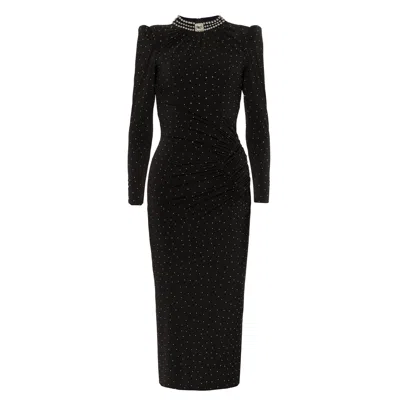 Nissa Women's Black Crystal-embellished Midi Dress