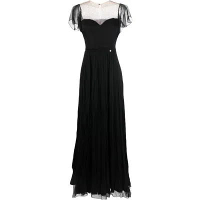 Nissa Women's Black Crystal-embellished Silk Dress