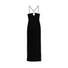 Nissa Women's Black Cut-out Jersey Midi Dress