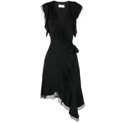 Nissa Women's Black Dress Ruffled Midi
