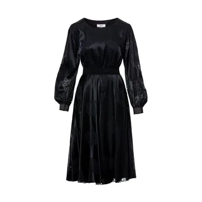 Nissa Women's Black Dress Satin Effect Viscose