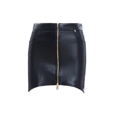 Nissa Women's Black Faux-leather Mini Skirt