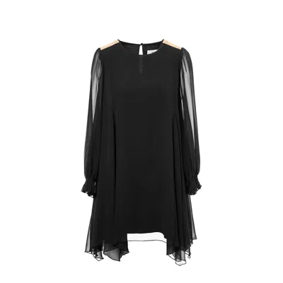 Nissa Women's Black Floating Midi Dress