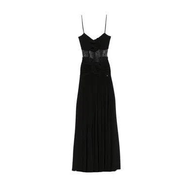 Nissa Women's Black Floral-appliqué Jersey Maxi Dress