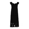 Nissa Women's Black Floral-detail Lace Midi Dress In Black