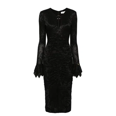 Nissa Women's Black Glitter Polka-dot Satin Dress