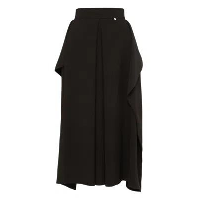 Nissa Women's Black High-waisted Midi Skirt
