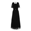 Nissa Women's Black Lace-detail Silk Midi Dress In Black
