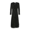 Nissa Women's Black Lace Insert Chiffon Midi Dress