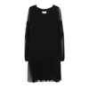 Nissa Semi Sheer-sleeve Mini Dress In Black
