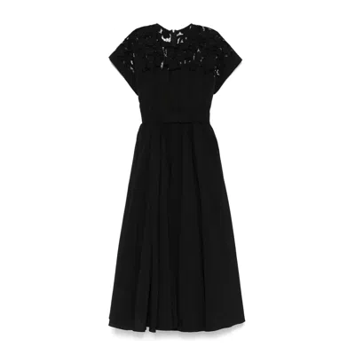 Nissa Women's Black Lace-panel Midi Dress