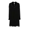 Nissa Women's Black Lace-panel Silk Midi Dress In Black