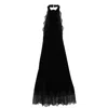 Nissa Women's Black Lace-trim Velvet Midi Dress In Black