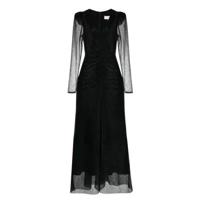 Nissa Lurex Semi-sheer Dress In Black