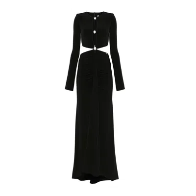 Nissa Women's Black Open-back Jersey Midi Dress
