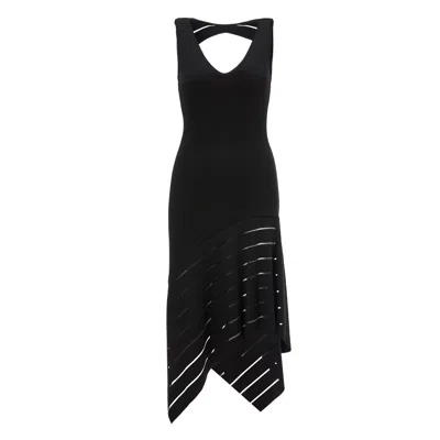 Nissa Women's Black Open-back Midi Dress