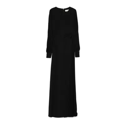 Nissa Women's Black Pleat-detail Maxi Dress