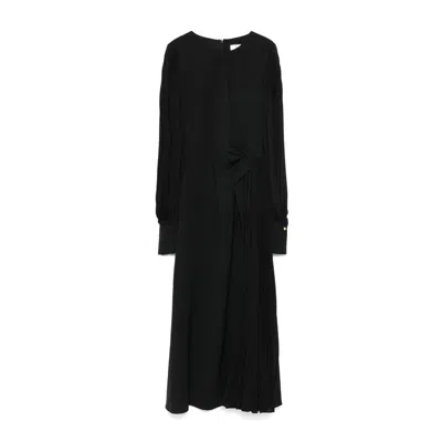 NISSA WOMEN'S BLACK PLEAT-DETAIL MIDI DRESS