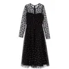 Nissa Polka Dot Midi Dress In Black