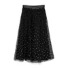 Nissa Polka-dot Print Midi Skirt In Black