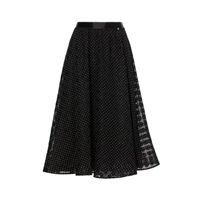 Nissa Women's Black Polka Dots Midi Skirt