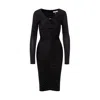 Nissa Women's Black Ruched Bodycon Dress In Black