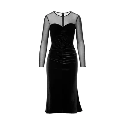 Nissa Women's Black Ruched Velvet Dress