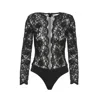 Nissa Women's Black Sequin-detail Lace Bodysuit In Black