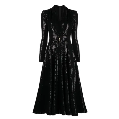 Nissa Women's Black Sequin-embellished Midi Dress