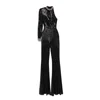 Nissa Sequined Flared Jumpsuit In Black