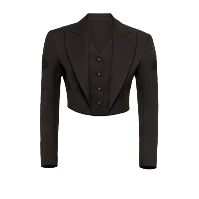 Nissa Women's Black Single-breasted Cropped Blazer