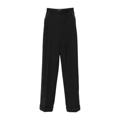 Nissa Satin-trim Trousers In Black
