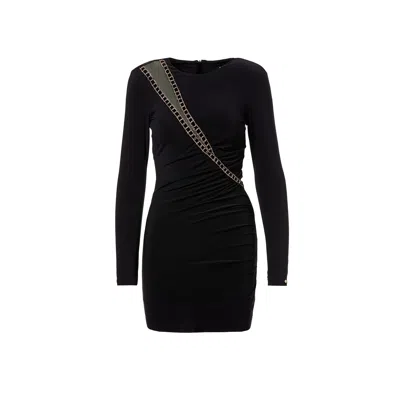Nissa Women's Black Tulle Insert Mini Dress