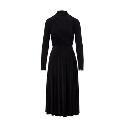 Nissa Women's Black Turtleneck Midi Dress