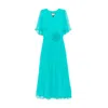 Nissa Flower-appliqué Midi Dress In Blue