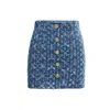Nissa Women's Blue Sequined Denim Skirt In Blue