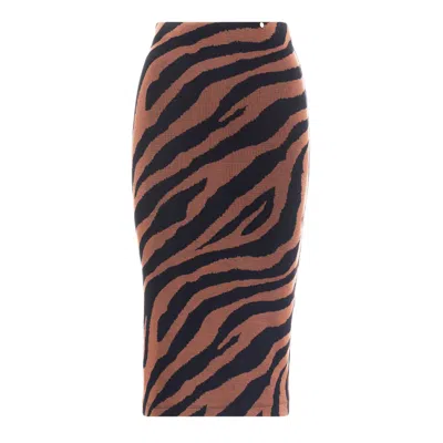 Nissa Women's Brown Zebra Print Viscose Skirt