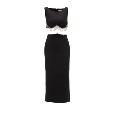 Nissa Women's Crystal-embellished Cut-out Dress Black