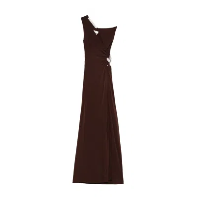 Nissa Women's Crystal-embellished Jersey Maxi Dress Brown