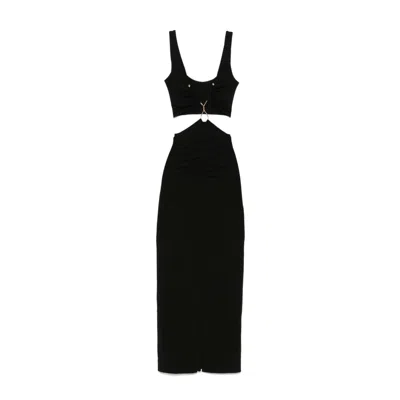 NISSA WOMEN'S CUT-OUT JERSEY MIDI DRESS BLACK