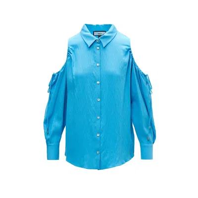 Nissa Women's Cut-out Viscose Shirt Blue