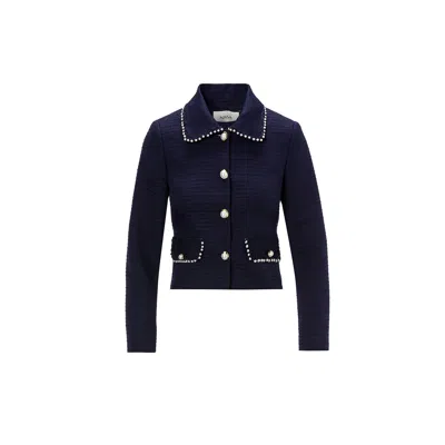 Nissa Women's Embellished Bouclé Jacket Navy Blue