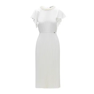 Nissa Women's Faux Pearl-applique Midi Dress White