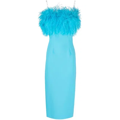 Nissa Women's Feather Trimmed Midi Dress Blue