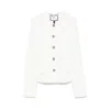 Nissa Women's White Embroidered Jacquard Jacket In White