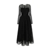 Nissa Women's Flock Print Midi Dress Black In Black